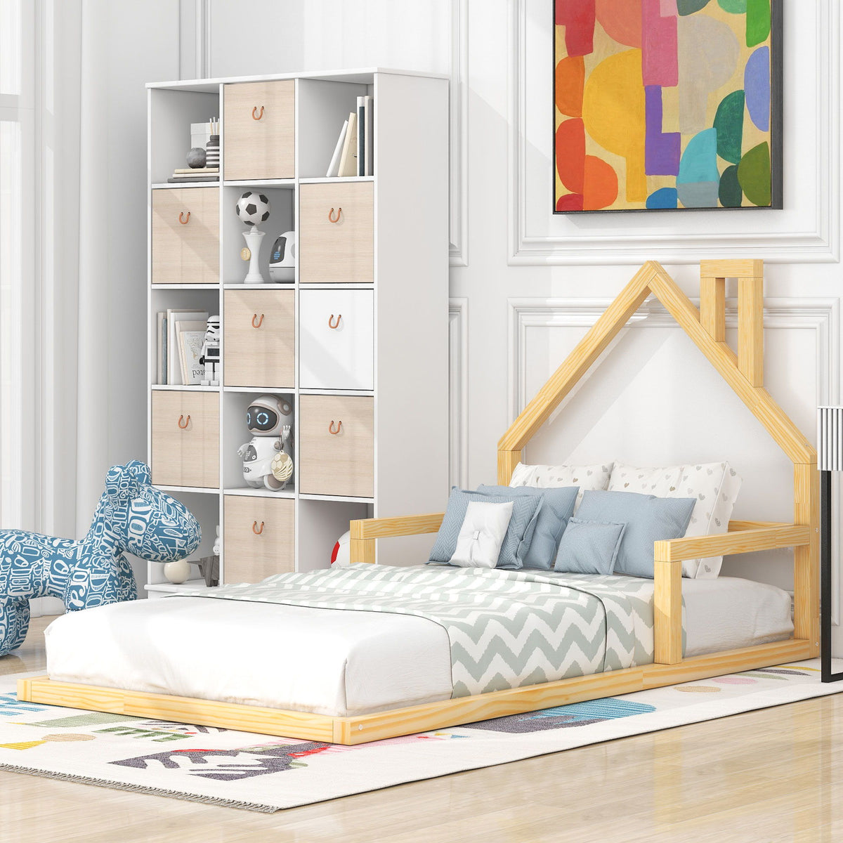 Floor Bed With House Shaped Headboard