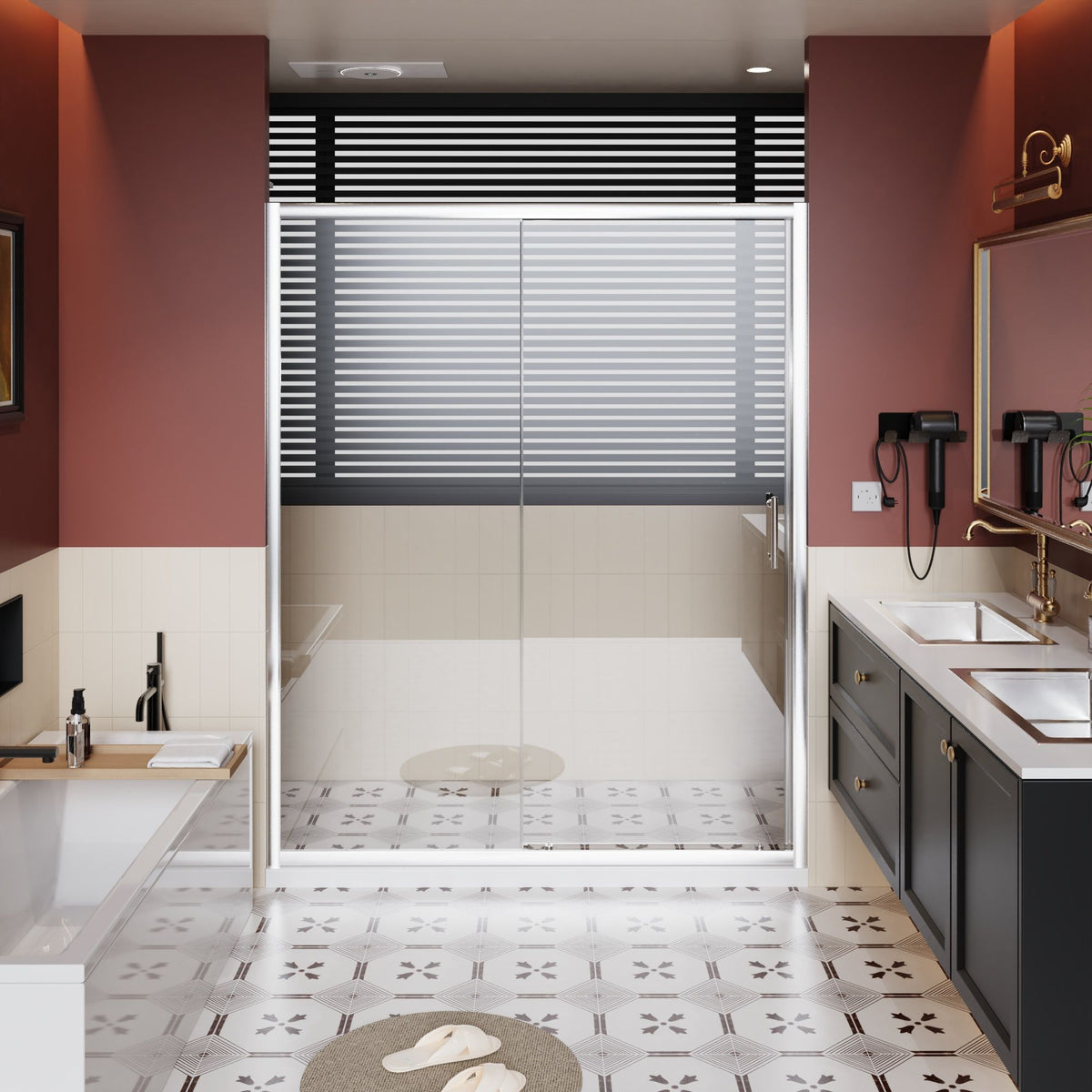 Sliding Shower Door With And Handle - Chrome