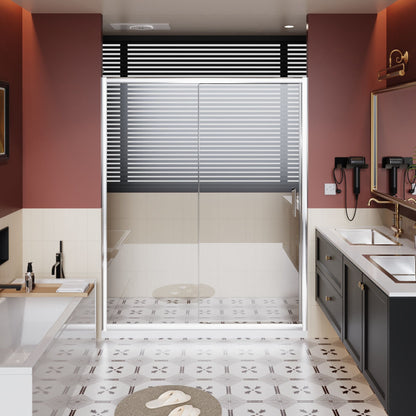 Sliding Shower Door With And Handle - Chrome