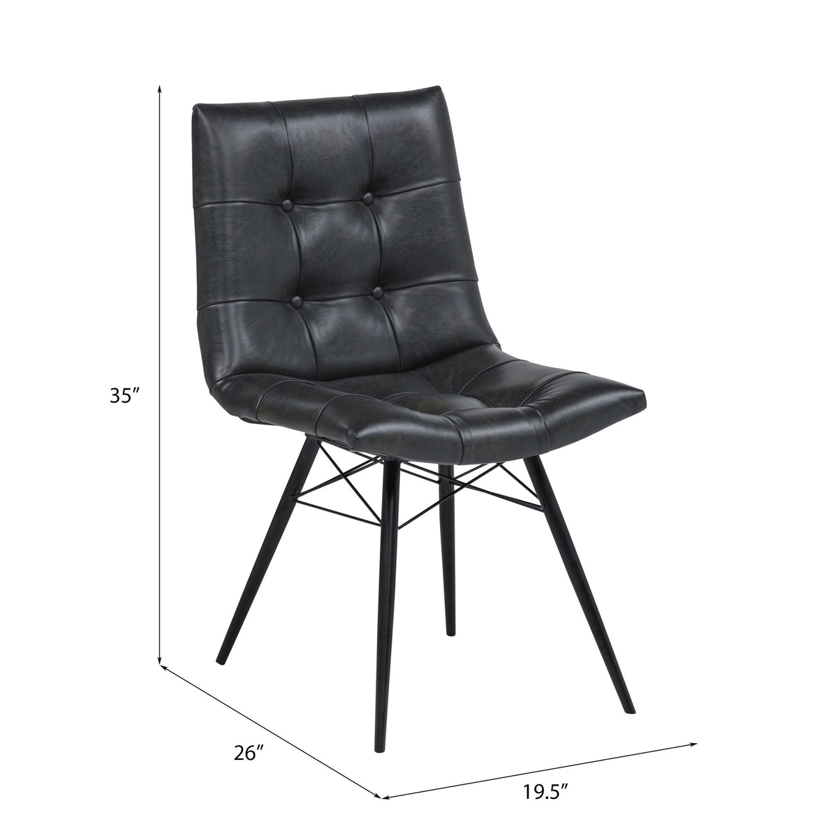 Tufted Back Dining Chairs (Set of 4) - Black