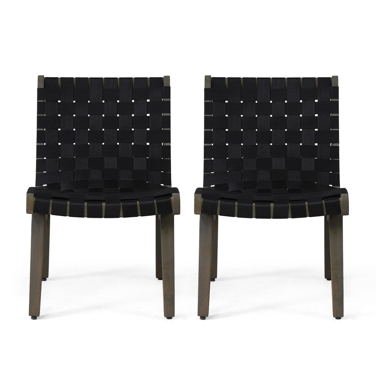 Lounge Chair With Stunning Rope Weave Design, (Set of 2) - Black