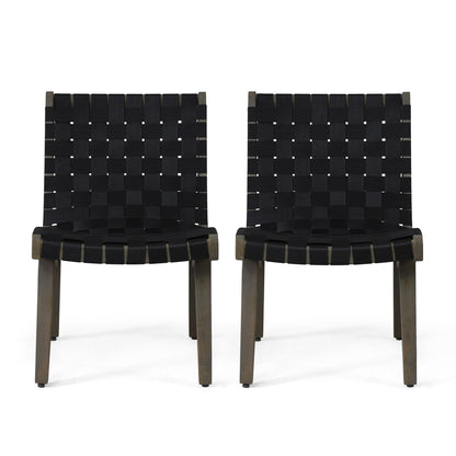 Lounge Chair With Stunning Rope Weave Design, (Set of 2) - Black