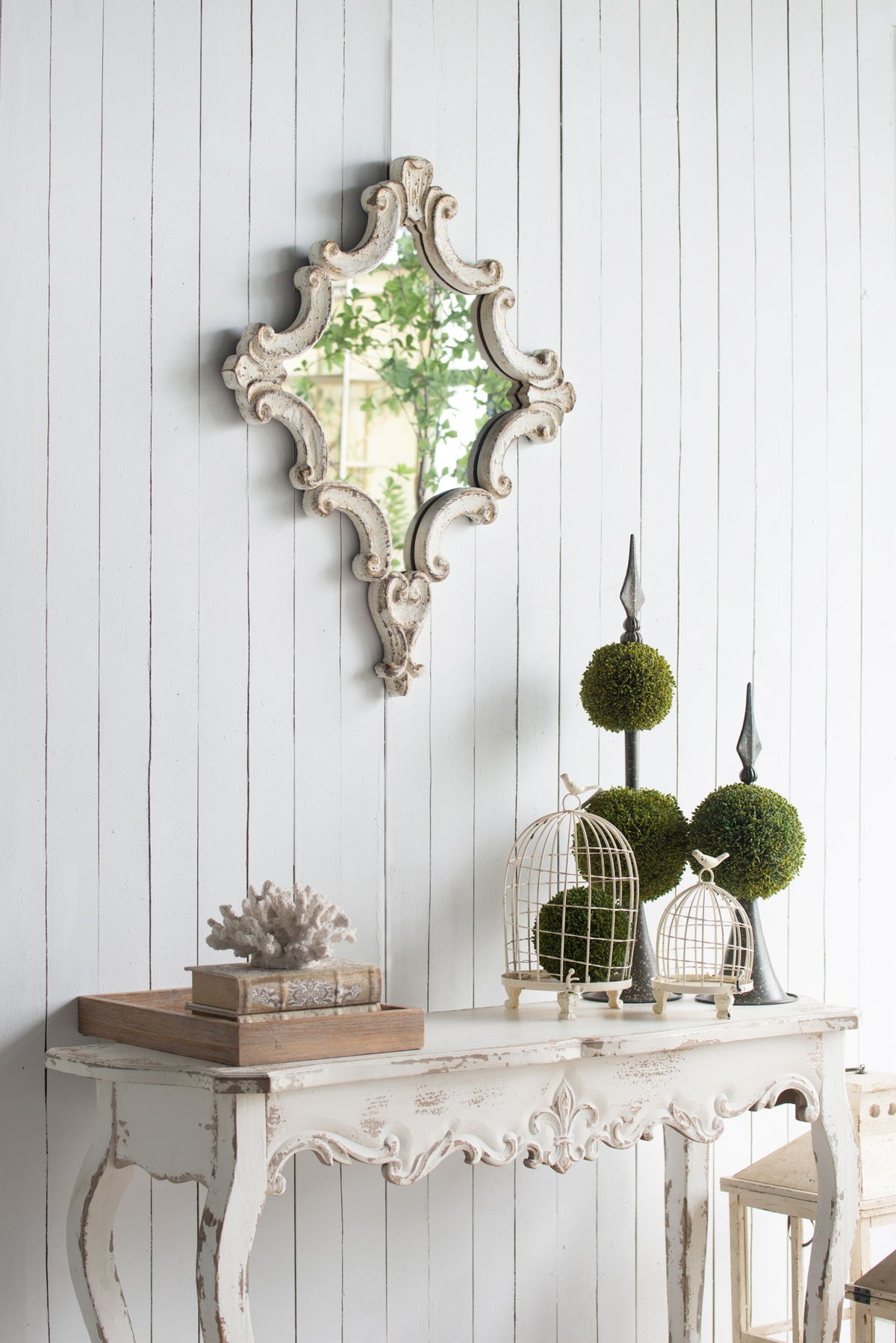Slimline wash Console Table, For Hallway Living Room Bedroom - White Washed