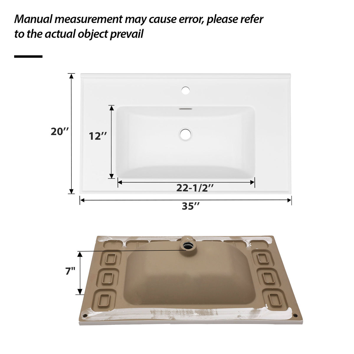 Modern Rectangular Vanity Top With Overflow For Bathroom