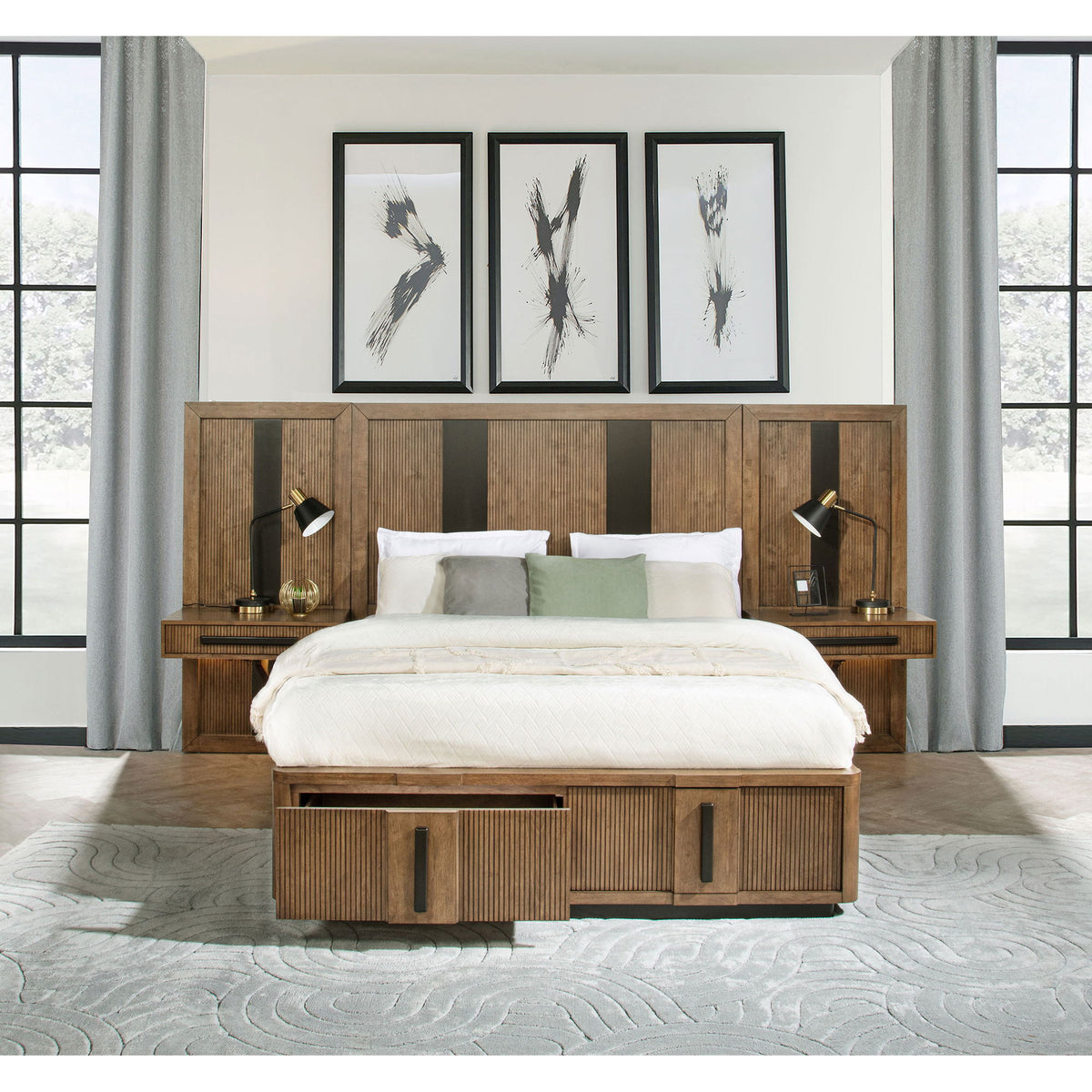 Moraga - Wall Panel Storage Bed With Nightstand Panels
