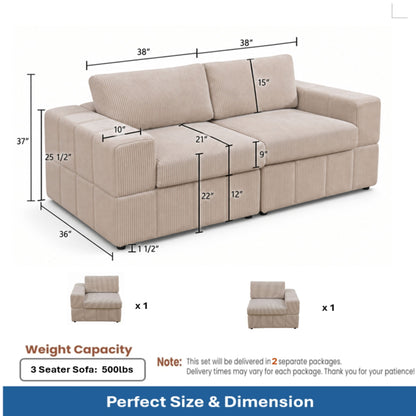Oversized Modular Loveseat Set