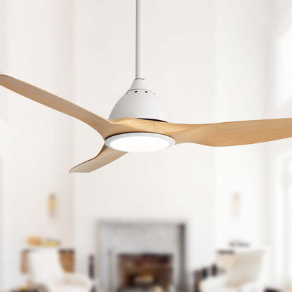 Ceiling Fan With Light 22W 3 Color Dimmable LED Memory Function Ultra Quiet Reversible DC Motor 1H 4H 8H Timer - Matte White
