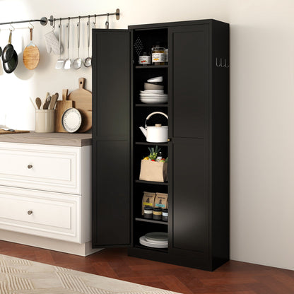 Kitchen Pantry Cabinet With 4 Adjustable Shelves, Heavy Duty Freestanding Organizer