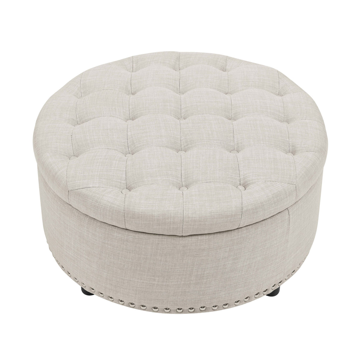 Tufted Storage Ottoman - Almond