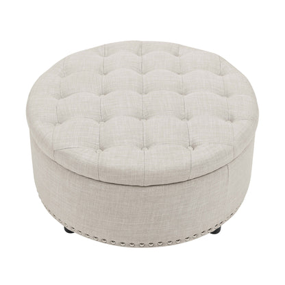 Tufted Storage Ottoman - Almond