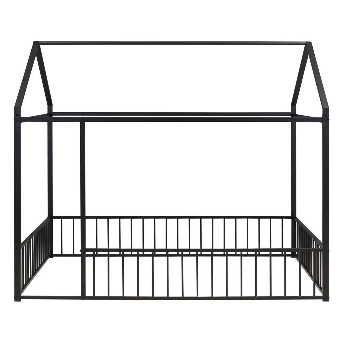 Metal Bed House Bed Frame With Fence