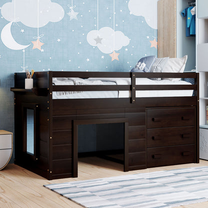 Loft Bed With Cabinet And Shelf