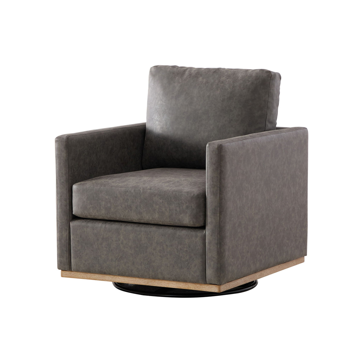 Modern Upholstered Square Swivel Accent Chair With 360 Degree Rotation