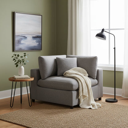 Cassandra - Corner Wedge Chair - Charcoal Gray
