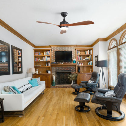 Ceiling Fan With 3 Blades, Remote Control, Reversible DC Motor, Noiseless Operation, 3 Downrods