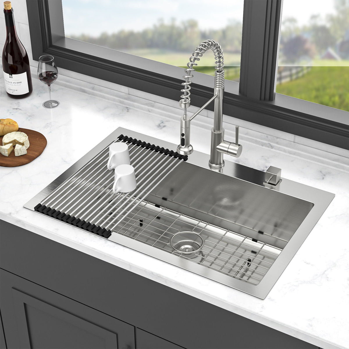 Kitchen Sink Drop In, Stainless Steel Single Bowl, Topmount