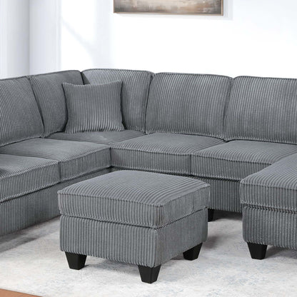 Sectional With Left Arm Facing Loveseat With USB Port With Cocktail Ottoman