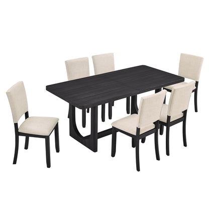 Dining Table Set, Rectangular Kitchen Table With Upholstered Chairs