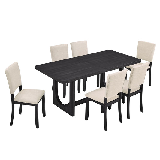 Dining Table Set, Rectangular Kitchen Table With Upholstered Chairs