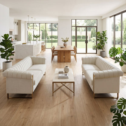 2 Piece Sofa Set With Tufted Back And Deep Seating