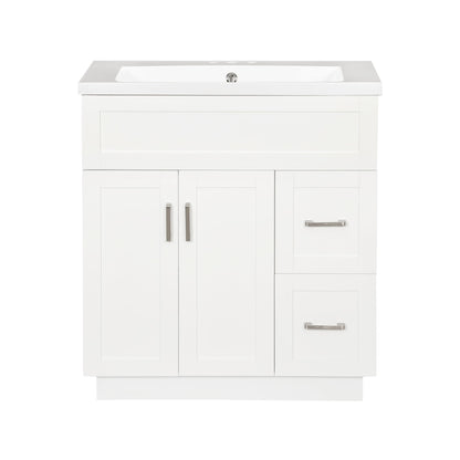 Bathroom Vanity With 2 Doors, 2 Drawers, Adjustable Shelf, Hidden Slides & Soft Close Hinges