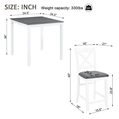 5 Piece Counter Height Dining Table Set With 4 Chairs