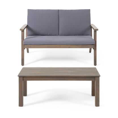 Avacyn - Outdoor Loveseat And Coffee Table Set With Cushions - Dark Gray