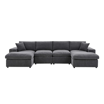Upholstered Symmetrical Modular Sectional With 6 Seating