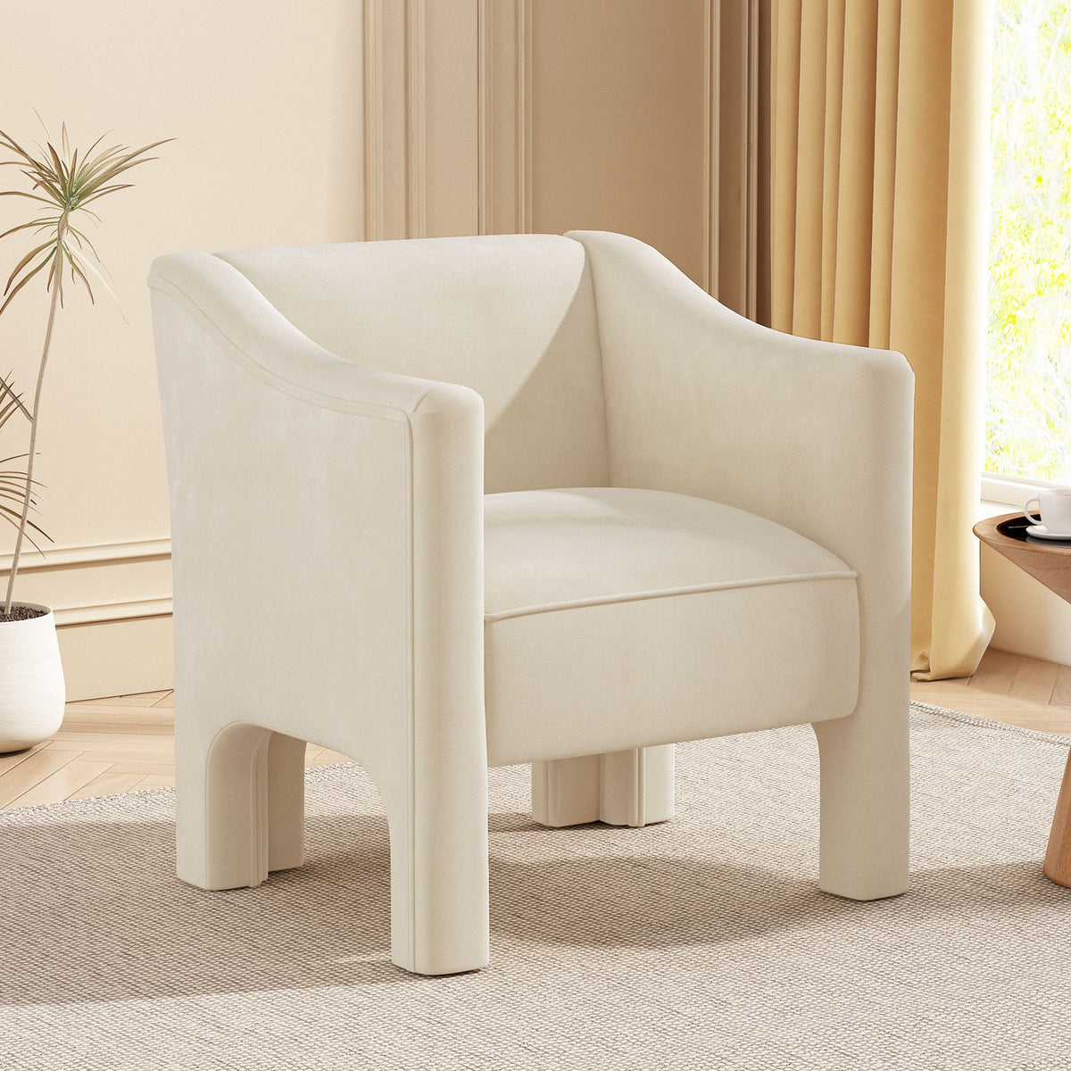Barrel Accent Chair With Enclosed Arms