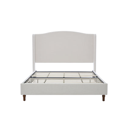 Minimalist Designs Upholstered Wingback Bed With Tall Headboard