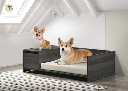 Esme - Wide Comfy Pet Bed With Cushion And Side Storage Compartment - Dark Gray
