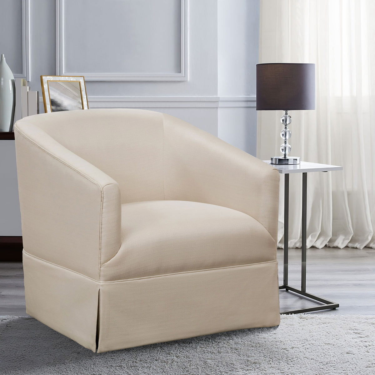 Earl - Skirted Swivel Chair - Natural