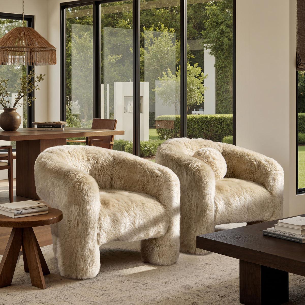 Avalon - Genuine Sheepskin Fur Split Barrel Back Accent Chair - Natural Blonde