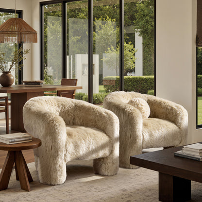 Avalon - Genuine Sheepskin Fur Split Barrel Back Accent Chair - Natural Blonde