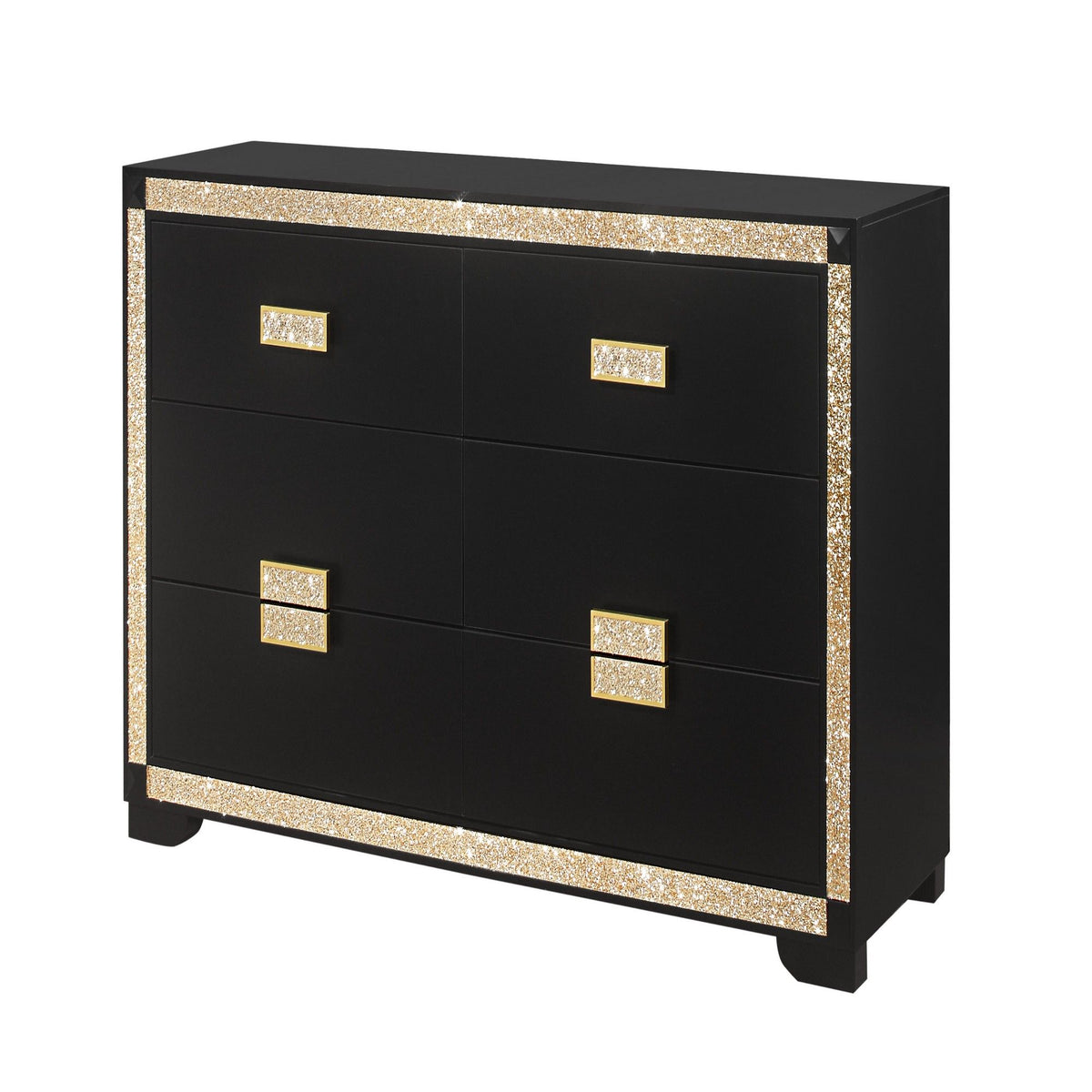 Lively - Dresser With Glitter Detail And Thick Bar Handle Hardware - Black