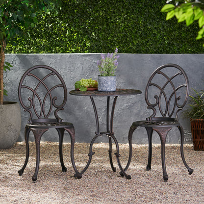 Charleston 3 Pieces Cast Bistro Set - Copper