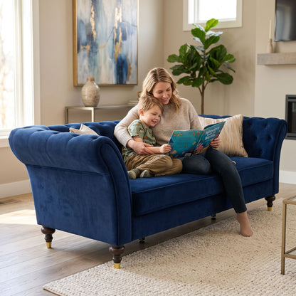 Chesterfield Sofa, 3 Seat Couch With Deep Button Tufted Back, Rolled Arms
