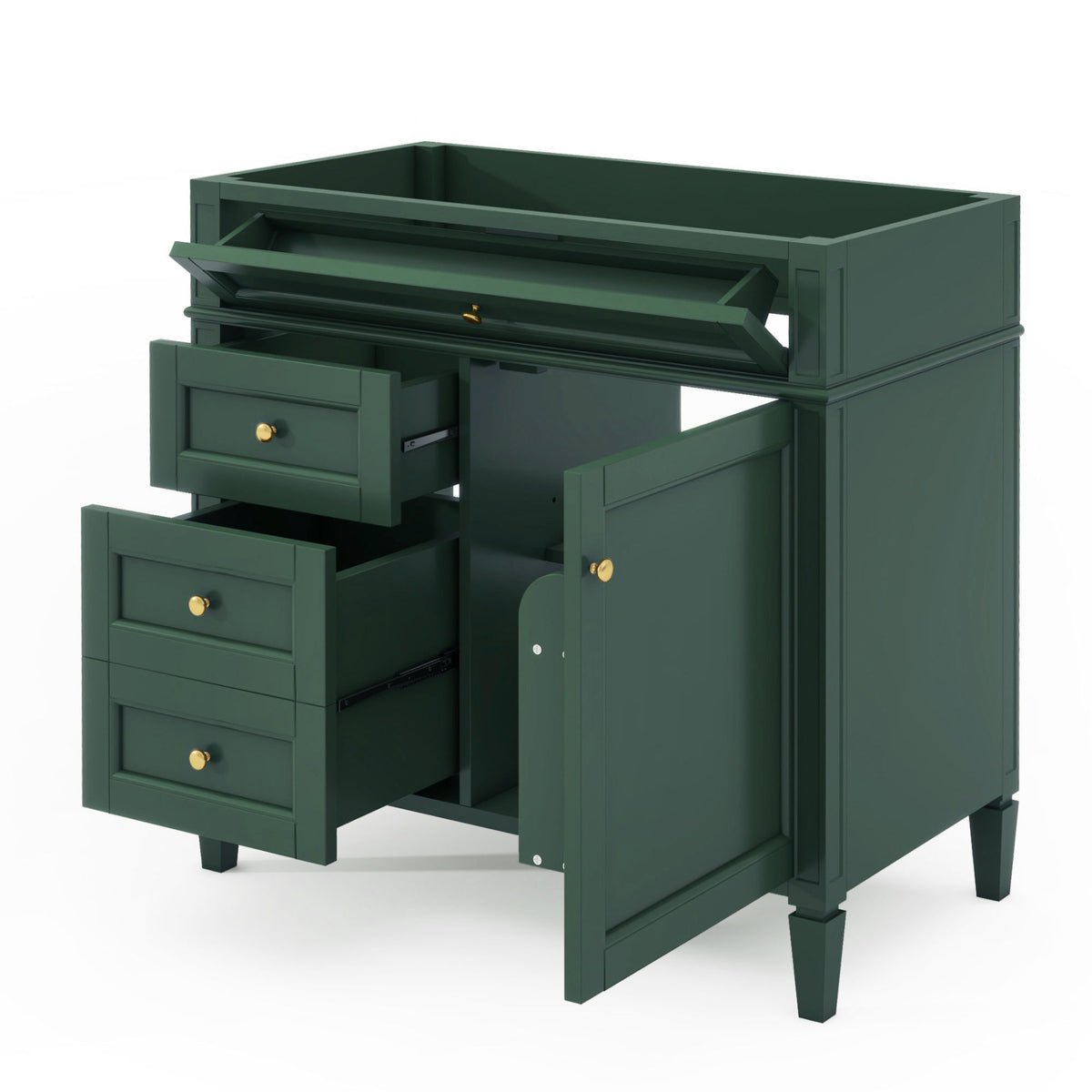 Bathroom Vanity With 2 Drawers And Tip-Out Drawer, Storage Cabinet