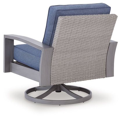 Half Moon Beach - Swivel Lounge With Cushion - Blue / Gray