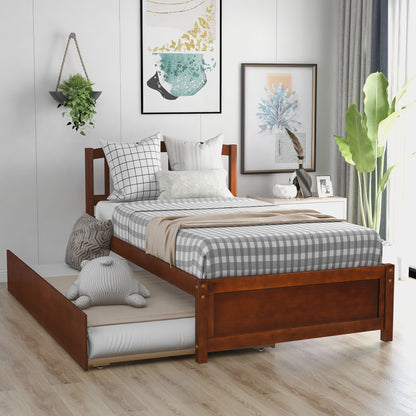 Platform Bed Wood Bed Frame With Trundle