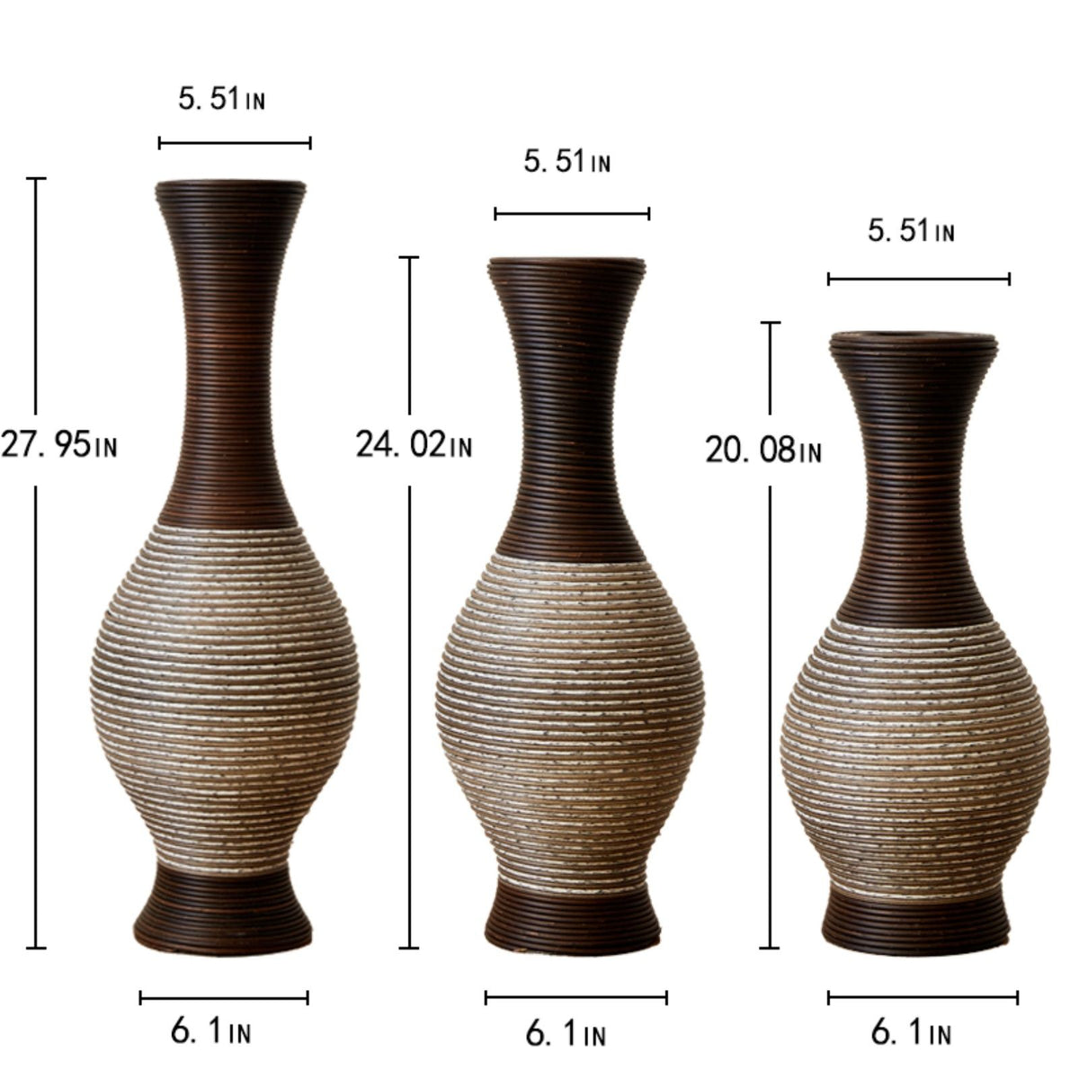 Tall Designer Floor Vase With Elegant 2 Tone