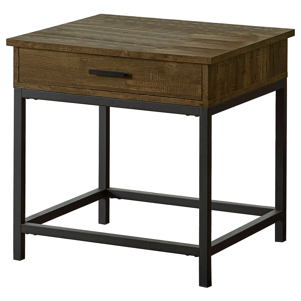 Square End Table With 1 Drawer - Brown