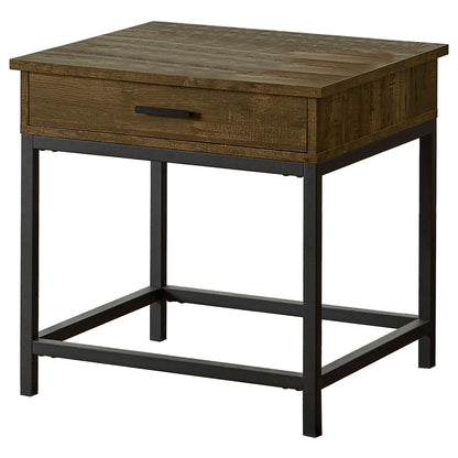 Square End Table With 1 Drawer - Brown