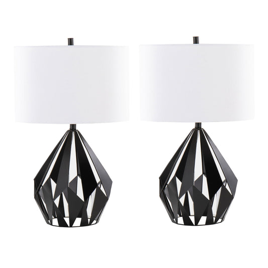 Geo - Me Tri Contemporary Table Lamp (Set of 2) - Matte Black / White