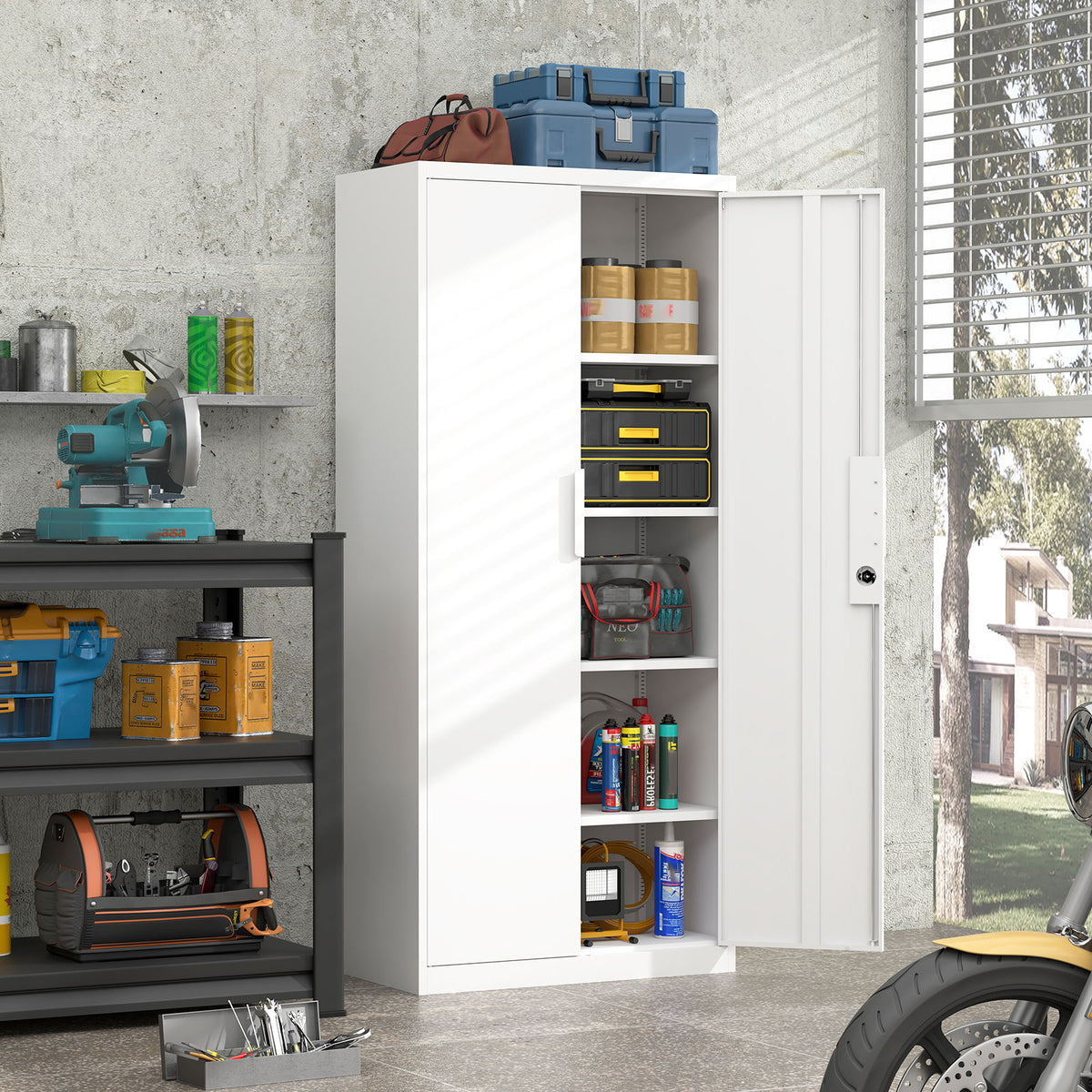 2 Door File Cabinet With Lock, 4 Adjustable Shelves, Heavy-Duty