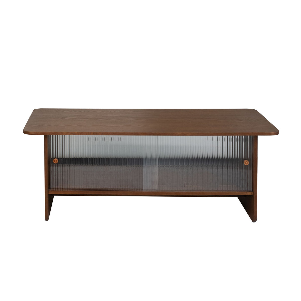 Rectangular Coffee Table With Sliding Door Storage Center