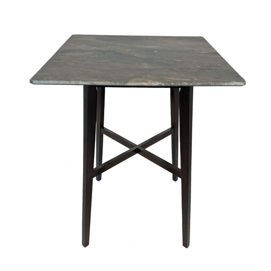 Modern Bar Height Dining Table, Rubberwood Legs And Laminate Table Top, Paladina Marble - Gray / Black