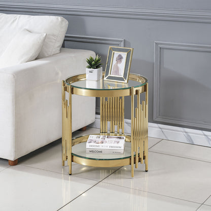 Round Double Tier Table With Flute Shaped Tube Legs