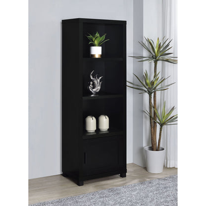 Sandl - 3 Shelf Media Tower With Cabinet Storage Solution - Black