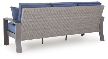 Half Moon Beach - Sofa With Cushion - Blue / Gray